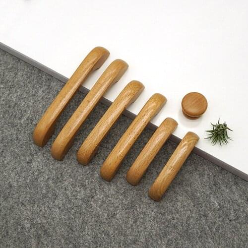 1PC Solid Wood Cabinet Door Pull Handle DIY Home Wardrobe Drawer Handle Knob Accessories