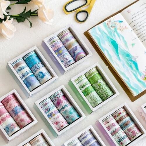 10Pcs/Box Ocean Stars Wisteria Floral Washi Tape Beautiful Sticker DIY Decoration Scrapbooking Masking Adhesive Tape Stationery