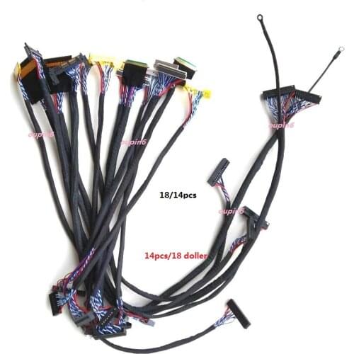 14Pcs LCD LED LVDS Cable for 12''-65'' Panel V29 V59 20pin 30pin 40pin 51Pin shielded wire