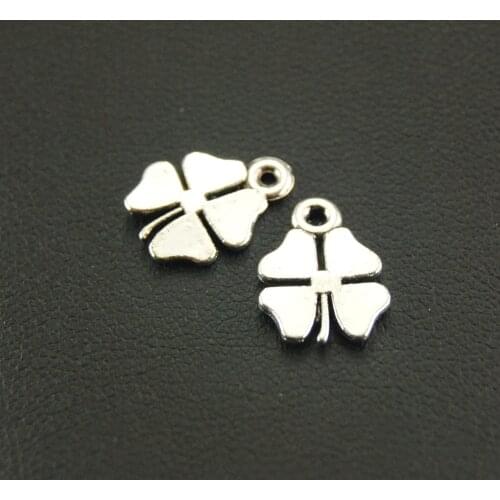 20 Pcs Silver Color Mini 4 Leaf Clover Charms Jewellery Pendant For Bracelet Necklace A490