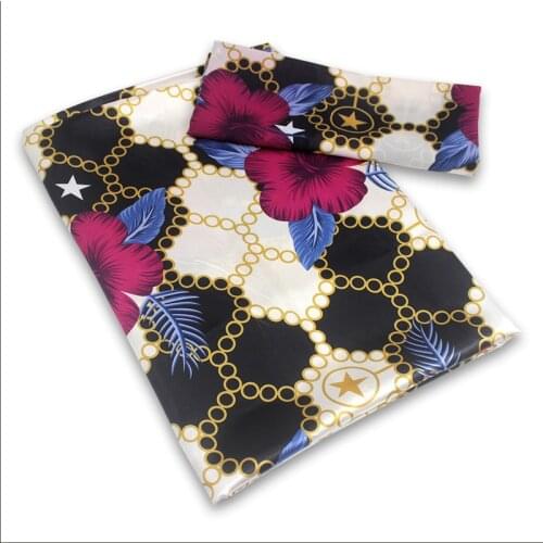 2021 Latest Fashion Satin Fabric African Wax Prints 2+4Yards Soft Chiffon Fabric For dress Pure Silk Fabric For Patchwork B2-A8