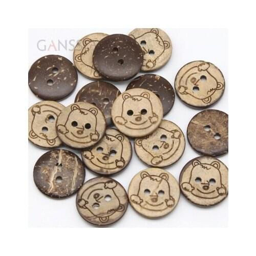 50pcs/lot Size: Round Natural coconut 2 holes buttons, Animal design button, Accssories sewing button (ss-900)