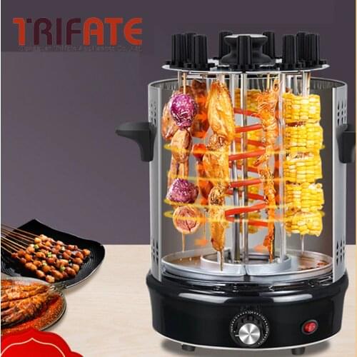 AC220-240V 50-60hz 1200W power Automatic Rotary electric BBQ grill Smokeless Automatic Rotation Machine 9 Skewers barbecue