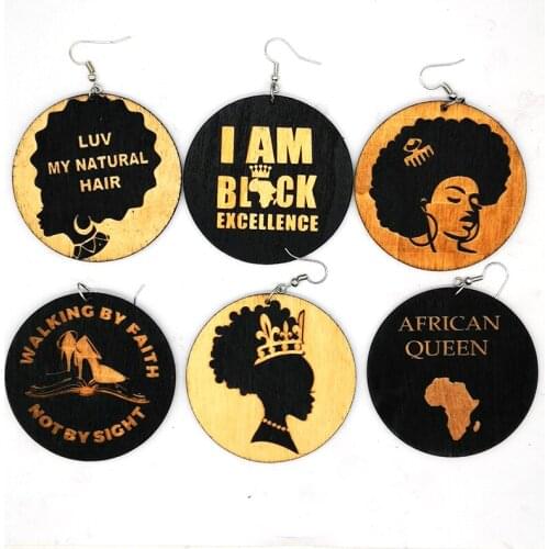 Free shipping!!mixed design African Queen wooden earrings