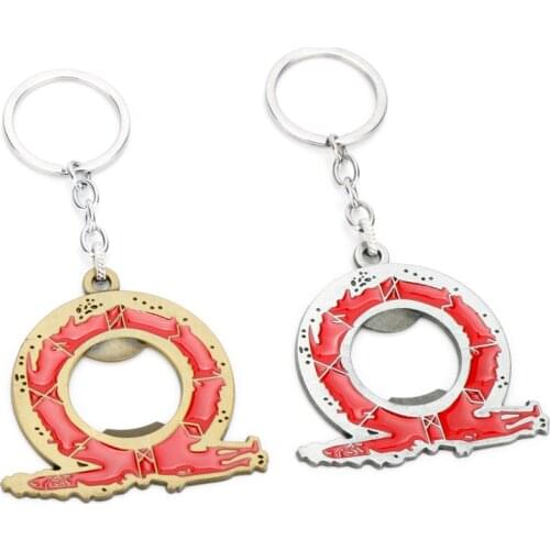 God of War 4 Kratos Keychain Bottle Opener Red Logo Pendant Key Chain for Women Men Fans Car Keyring Accessories Jewelry