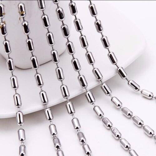 Punk Hip Hop 1.5/2/2.4/3/3.2mm Wide Silver Color 316L Stainless Steel Long Beads Chain Necklace Custom For Women/Men Jewelry
