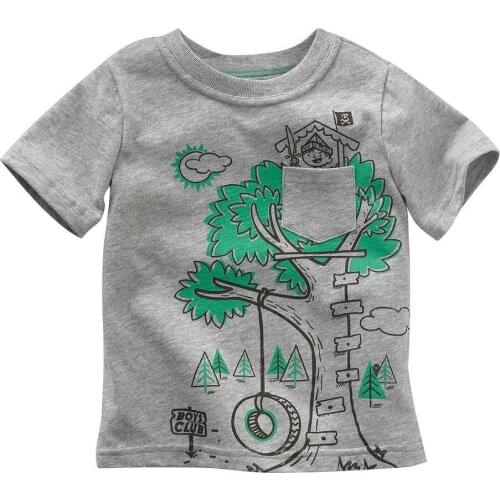 Hooyi Baby Boys T-Shirts Summer Short Sleeve Grey Character Tree Pirate Children Clothes 1-6year Boy Tee Shirts Tops Jersey