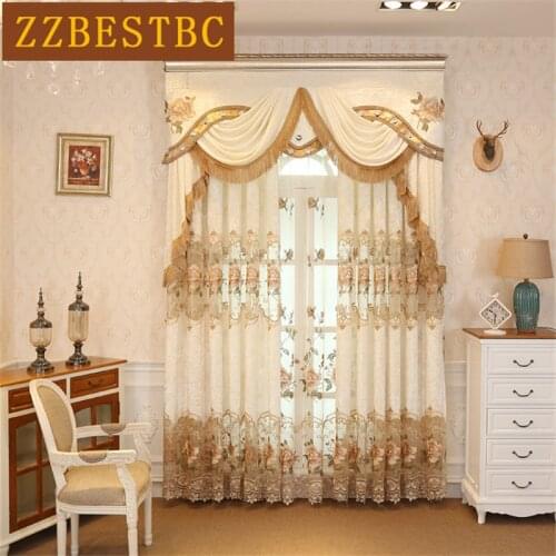 European luxury top embroidered Velvet Curtains for the Living Room high-end custom classic villa flat Curtain for Bedroom