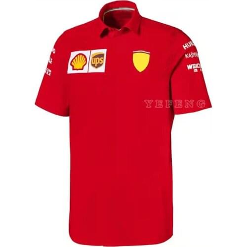 F1 T-shirt Red Motorsprot Brand Mens Harajuku Solid Color Casual Mens Pullover Lapel POLO Shirt Breathable