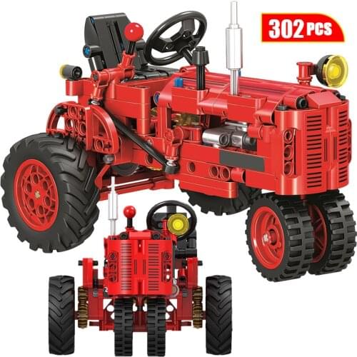 City Classic Old Tractor Car Building Block For Technical DIY Walking Tractor Truck Brick Educational Toys for Children