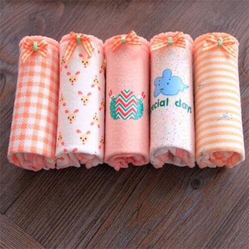 Cotton Panties girls underwear Briefs for Girls Panty Mid-Waist girls panties Underpants kids underwear 7pcs/lot SQ-A30orange-7P