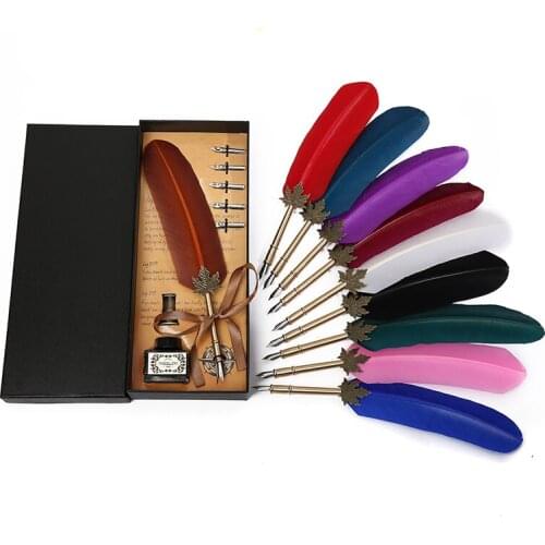 Exquisite retro European style feather pen dipped in water pen Calligraphy set Promotional gift retro set feather pen