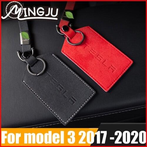 Model3 Leather Key Card Holder Protector Cover For Tesla Model 3 Case Black Key Bag Clip Model Three accessories