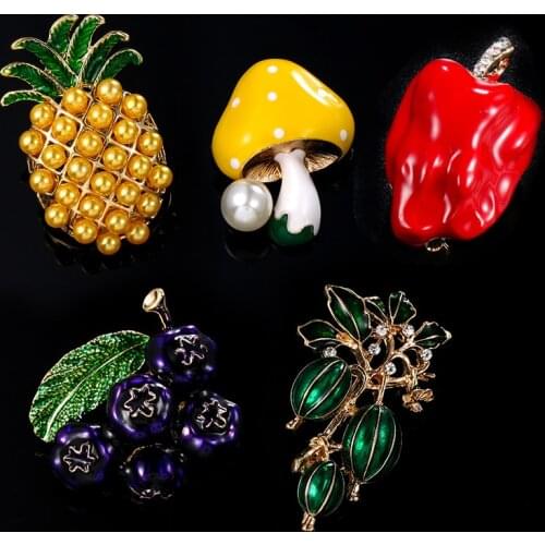 Creativity Fruit Broches Crystal Rhinestone Lapel Pin Badge Collar Brooch For Women Girl Elegant Fashion Wedding Party Jewelry