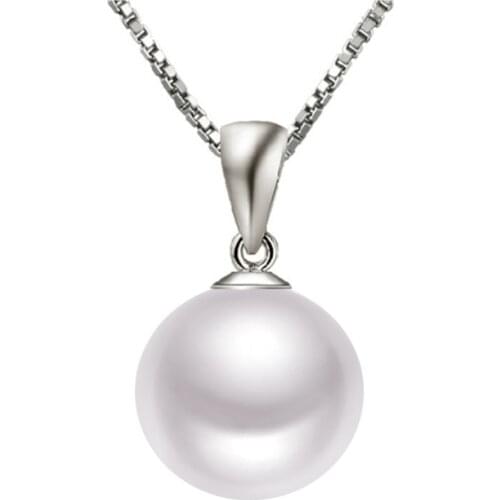 Sinya Prefect Round Natural Freshwater pearl pendant necklace in 925 sterling silver pearl diameter 8 to 12mm optional 2018 Hot