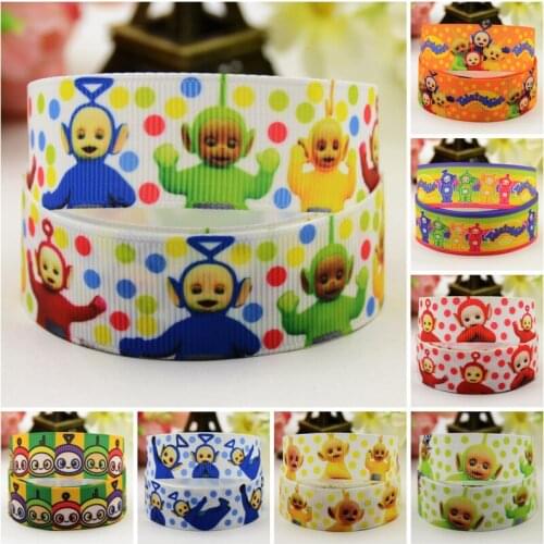 22mm 25mm 38mm 75mm Ruban Teletubbies Cartoon Character printed Grosgrain Ribbon party decoration 10 Yards Mul102