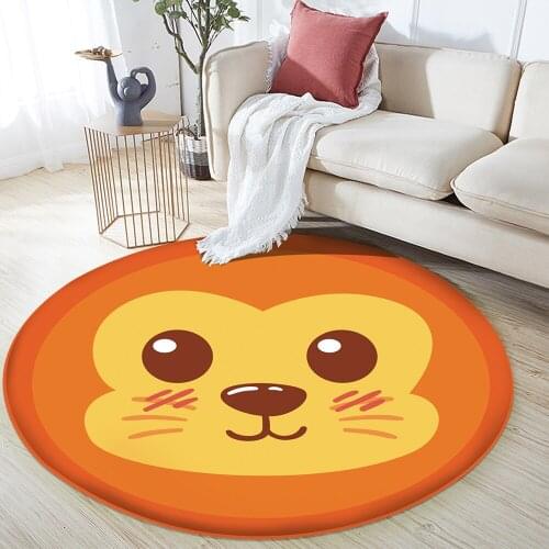 Hot Sale Non-Slip Children Flannel Round Carpet Baby Hand Print Carpet Baby Play Mat Children Lion Comfortable Carpet Cute