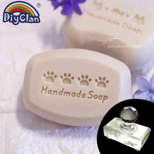 Cute Handmade Soap Making Stamp Small Cat Footprint Pattern Clear Natural Soap Seal Glass Soap Chapter Acrylic Chapters Custom