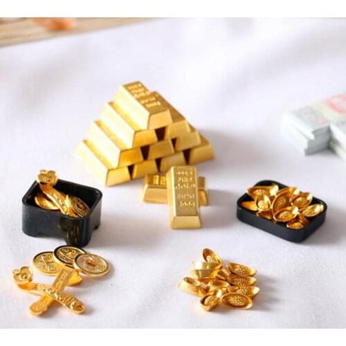 1:12 Dollhouse Miniature Golden Brick Mini Copper Cash Dolls House Accessories Transaction Bullion Man Gold Brick Accessories