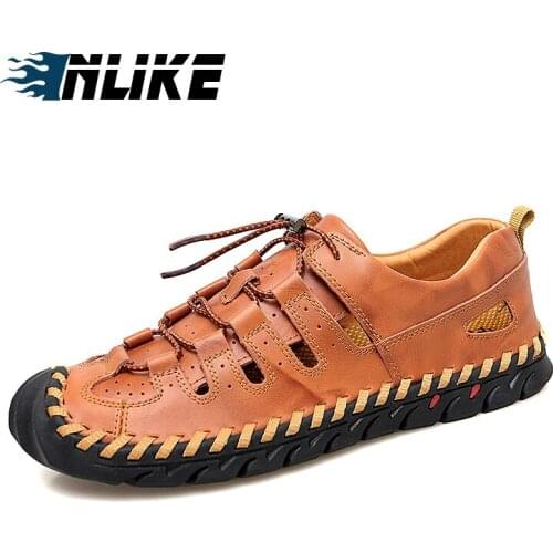 Big Size Men Sandals Genuine Leather Sandals Men Outdoor Casual Shoes