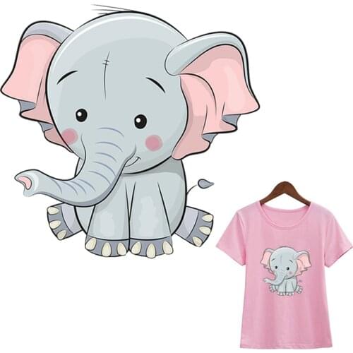 Elephant Patches Girls Boys Fabric Stickers Clothes Fashion Diy Accessory Heat Transfer Stickers Iron On Elephant Patch