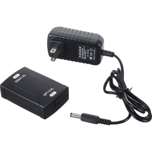 Newest Coaxial RCA to Optical Toslink SPDIF Digital Audio Signal Converter Audio Coax Cable Signal Adapter with Power Adapter