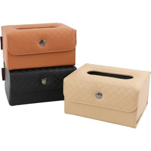 2020 New Universal PU Leather Car Tissue Box Cover Napkin Paper Holder Sun Visor Towel Organizer Case Auto interior Accessories