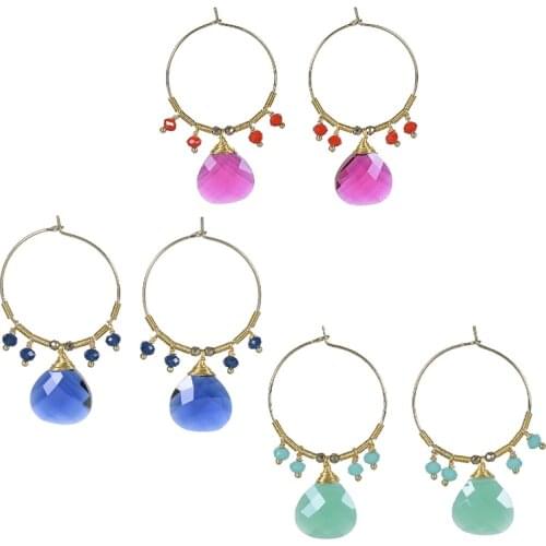2021 New fashion Design Classic Cute Trending Korean Earrings Jewelry Stone Glass Beads Beaded Earrings for women