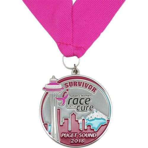 New design metal craft customization contest for survivor pink ribbon medal