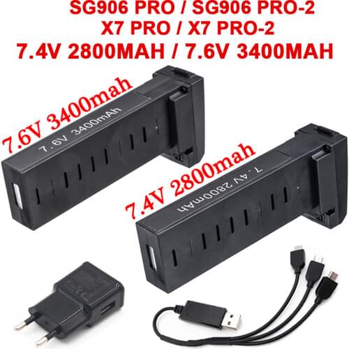 Original Battery For SG906 Pro 7.4V 2800mAh 3400mAh RC Drone Battery Lipo Battery Accessories SG906 pro 2 Battery With Charger