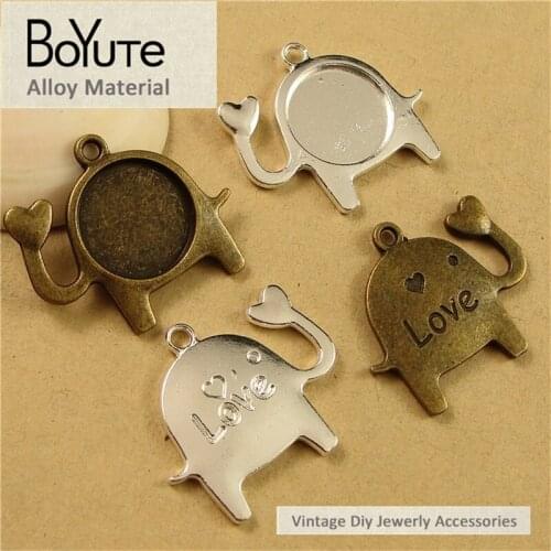 BoYuTe (50 Pieces/Lot) 14MM Cabochon Base Vintage Style Zinc Alloy Material Calf Elephant Bezel Pendants for Jewelry Making