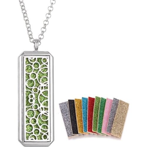 Aromatherapy Necklace Perfume Pendant Square Aroma Locket Necklaces Magnetic Essential Oil Diffuser Necklace Drop Shipping
