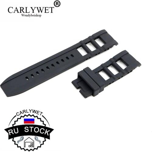 CARLYWET RU STOCK Men Women Black Strap High quality Silicone Rubber Wrist Watch Band Belt Strap Without Buckle