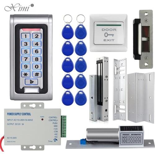 RFID Door Access Control System Kit Set 125KHz RFID Card +Electric Magnetic Electronic Locks+ DC12V Power Supply