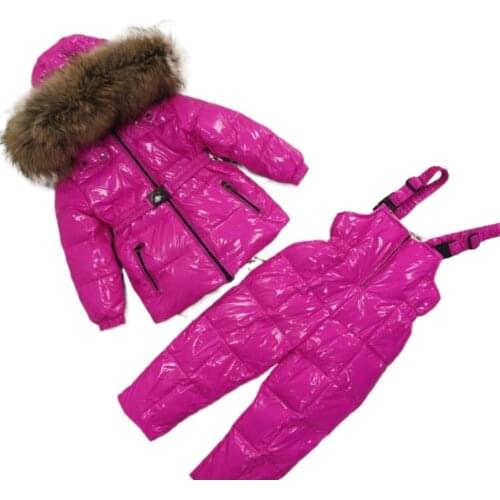Russian Kids Winter Sets Girls Coats+Pant 2pcs Set Children Winter Warm Clothing Sets Customized Size Girls Boutique Outfits