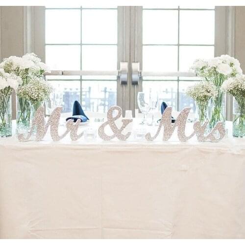 Silver Mr and Mrs Sign Wedding Sweetheart Table Decorations Mr and Mrs Letters Decorative Letters for Wedding Photo Props