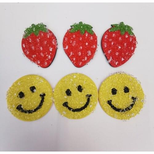 10pcs 38mm diy yellow round smile face and strawberry paster.smiley face for costume hairpin jewelry accessories 2021wholesale