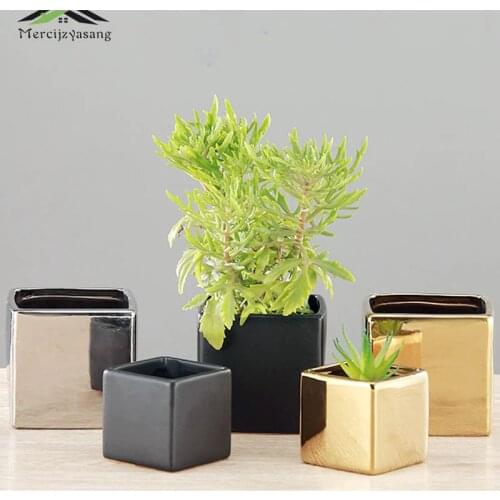 Flowers Vases Table Centerpiece Plant Vase Ceramic Art Square Tabletop Flower Holder for Home/Wedding Decoration Best Gifts G072