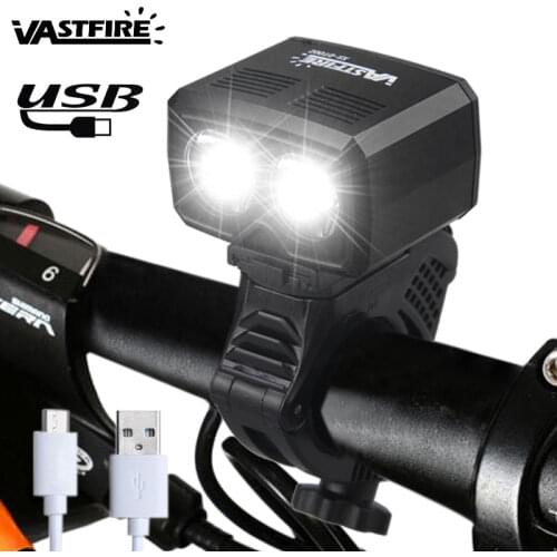 5000lm Built-in Battery Bike Light USB Rechargeable Bicycle Lamp 2x XM-L T6 Front Handlebar Cycling Headlight 5 Modes Torch