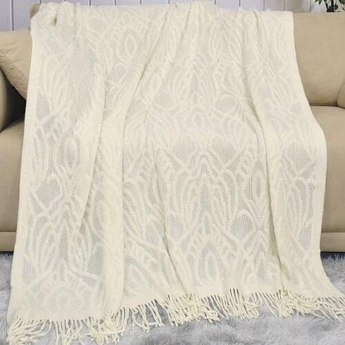 Nordic Style Knitting Throw Sofa Blanket with Tassels Soft Chair Lounge Rugs Warm Sleeping Bed Tapestry Bedspread for Bedroom