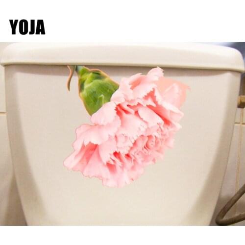 YOJA 22X21.3CM Real Shot Pink Carnation Modern Art Toilet Seat Stickers Home Wall Decor Decal T1-1715