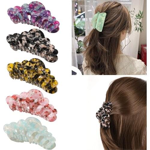 1Pcs Korean Style Elegant Girl Marble Stripe Hair Claws Acrylic Hair Clips Hairpin Ponytail Clip Crab for Women Hair Accessories