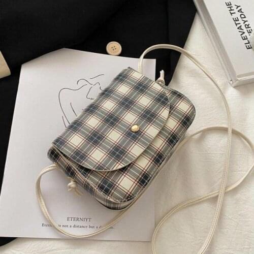 Woman Handbag PU Leather Grid Summer Spring MINI Ladies Girl Artistic Shoulder Crossbody Fashion Popular Ins Black White