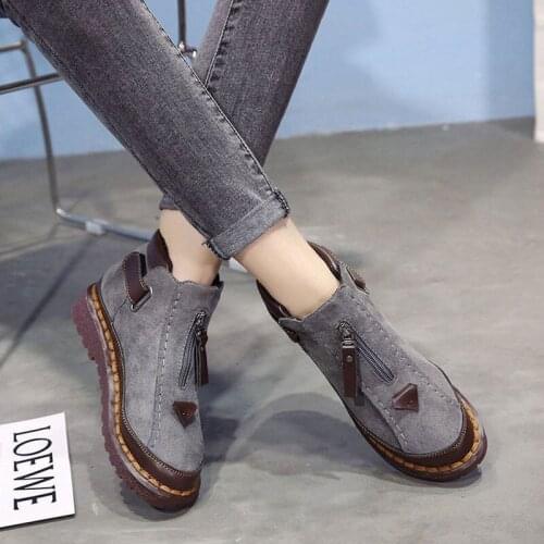 Women boots female thick bottom casual platform boots 2021 new british style hook & loop women ankle boots Dropshipping