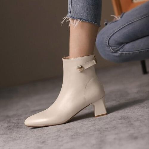 Boots Women Round Toe Ankle Boots for Women Short Plush Winter Shoes Women Botas Mujer
