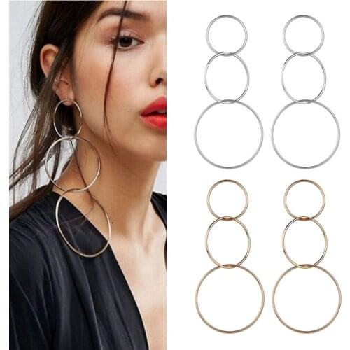 Sexy Oversize Large Round Circle Drop Earrings For Women Geometric Statement Big Long Dangle Hoop Earrings Bib Jewelry