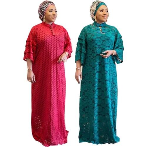 New 2 Piece Sets New Arrival Spring African Women Plus Size Lace Dress African Clothes African Dresses For Women And Inner Tank