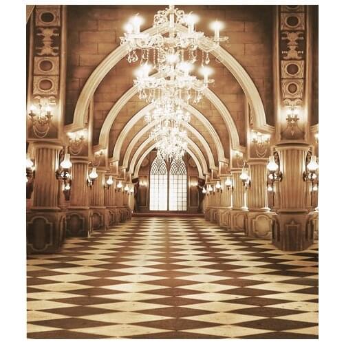 Gold Palace Wedding Photography Backdrop Vinyl Backgrounds Crystal Chandelier Photo Background Backdrop for Photo Booth Props