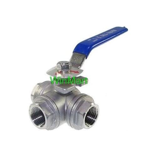 1PC DN20 G3/4" Female 3-Way L-Port 304 Stainless Steel Ball Valve