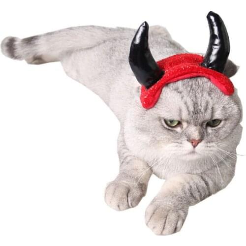 1pc Adjustable Sponge Filling Black Red Vampire Devil Ox Horn Cat Cap Dog Puppy Small Pet Hat Halloween Party Cosplay Decor